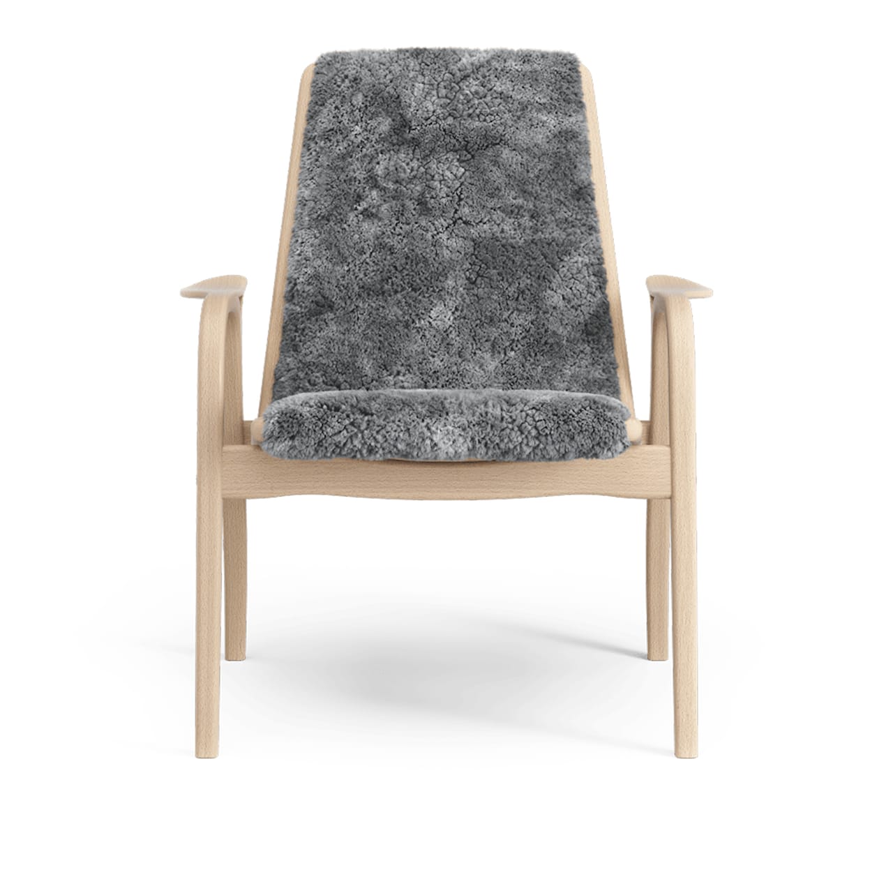 Laminate Armchair - Lacquered Beech/Sheepskin Scandinavian Grey