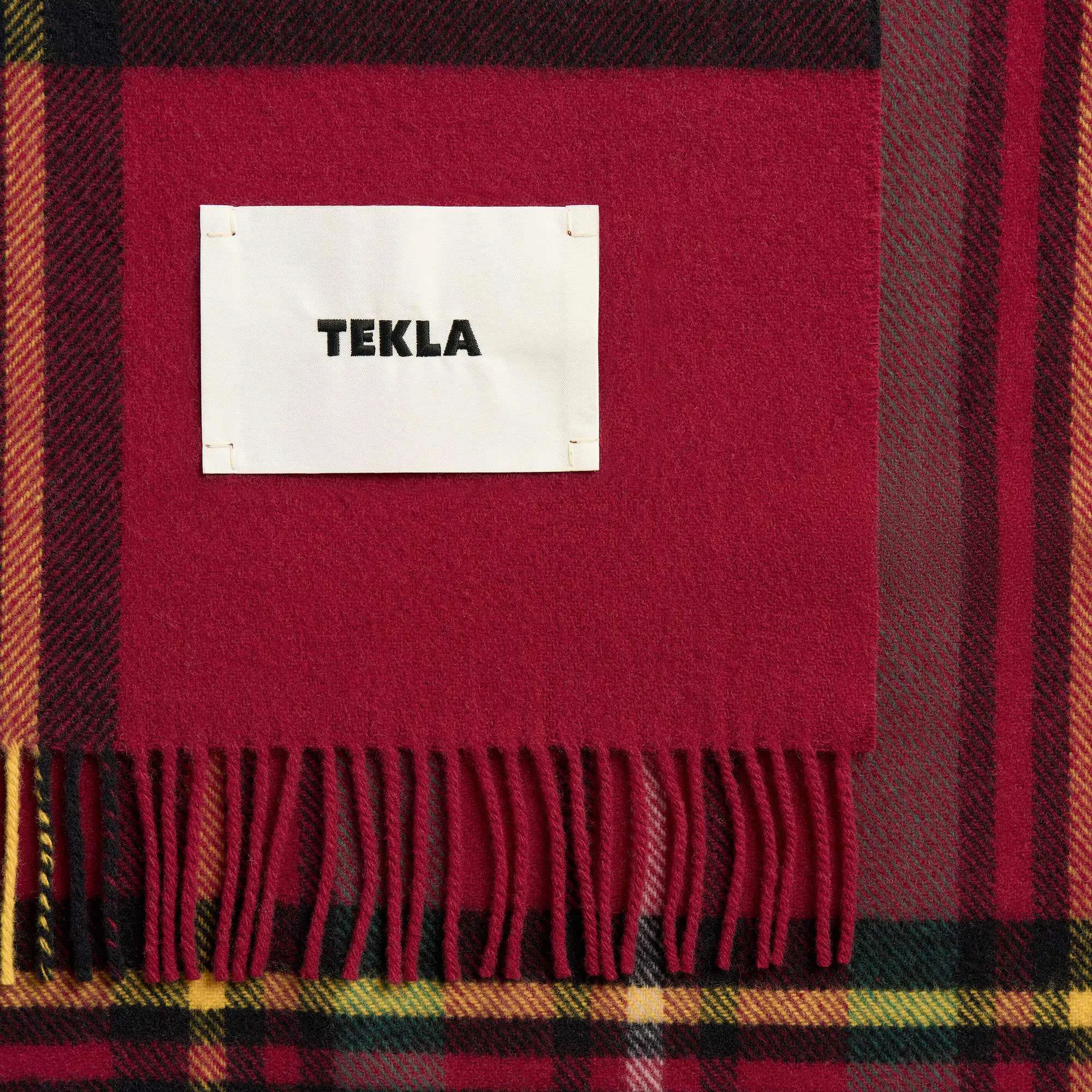 Red Plaid pledd i lammeull - 4
