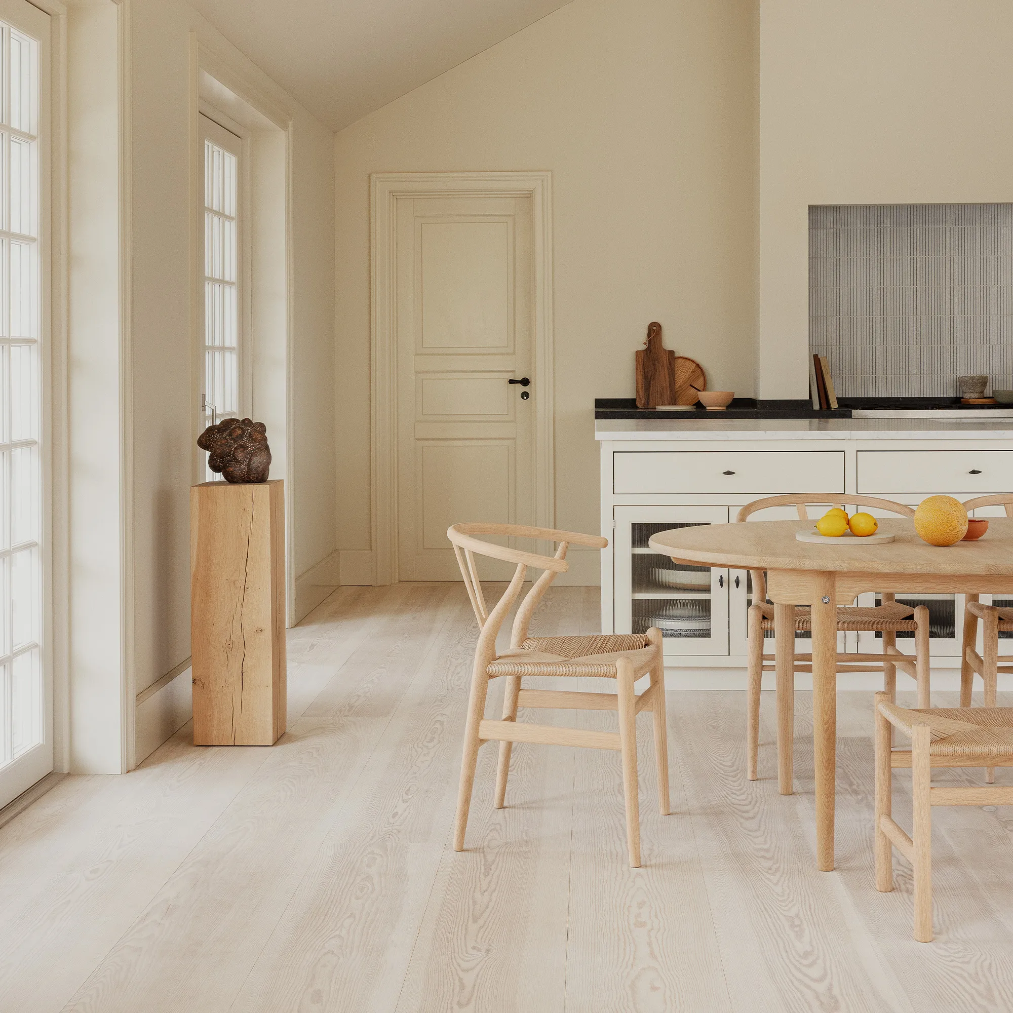 CH24 Y-stol eik/naturfarget flettet papirsnor