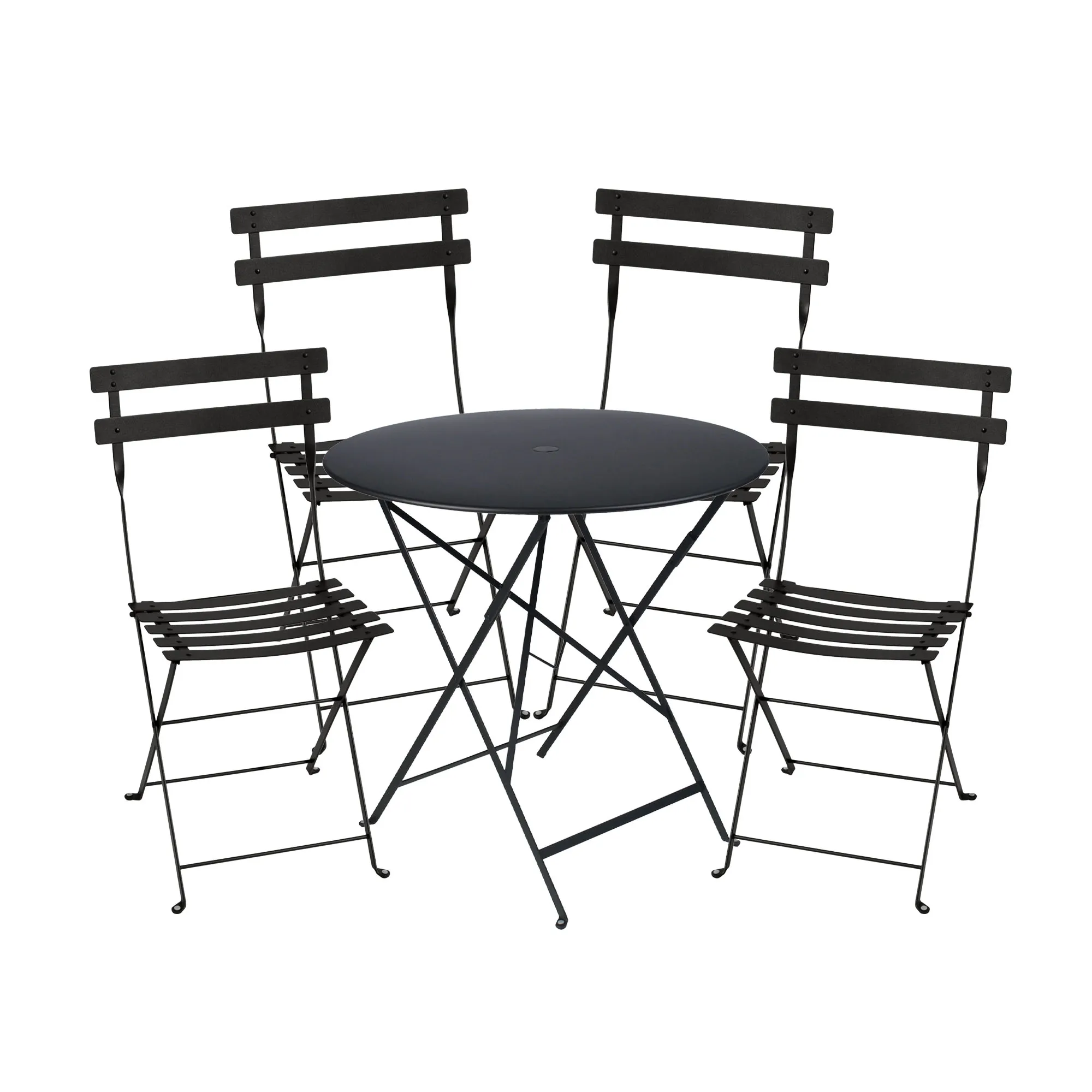 Bistro spisegruppe bord 77cm & 4 metall stoler - 1