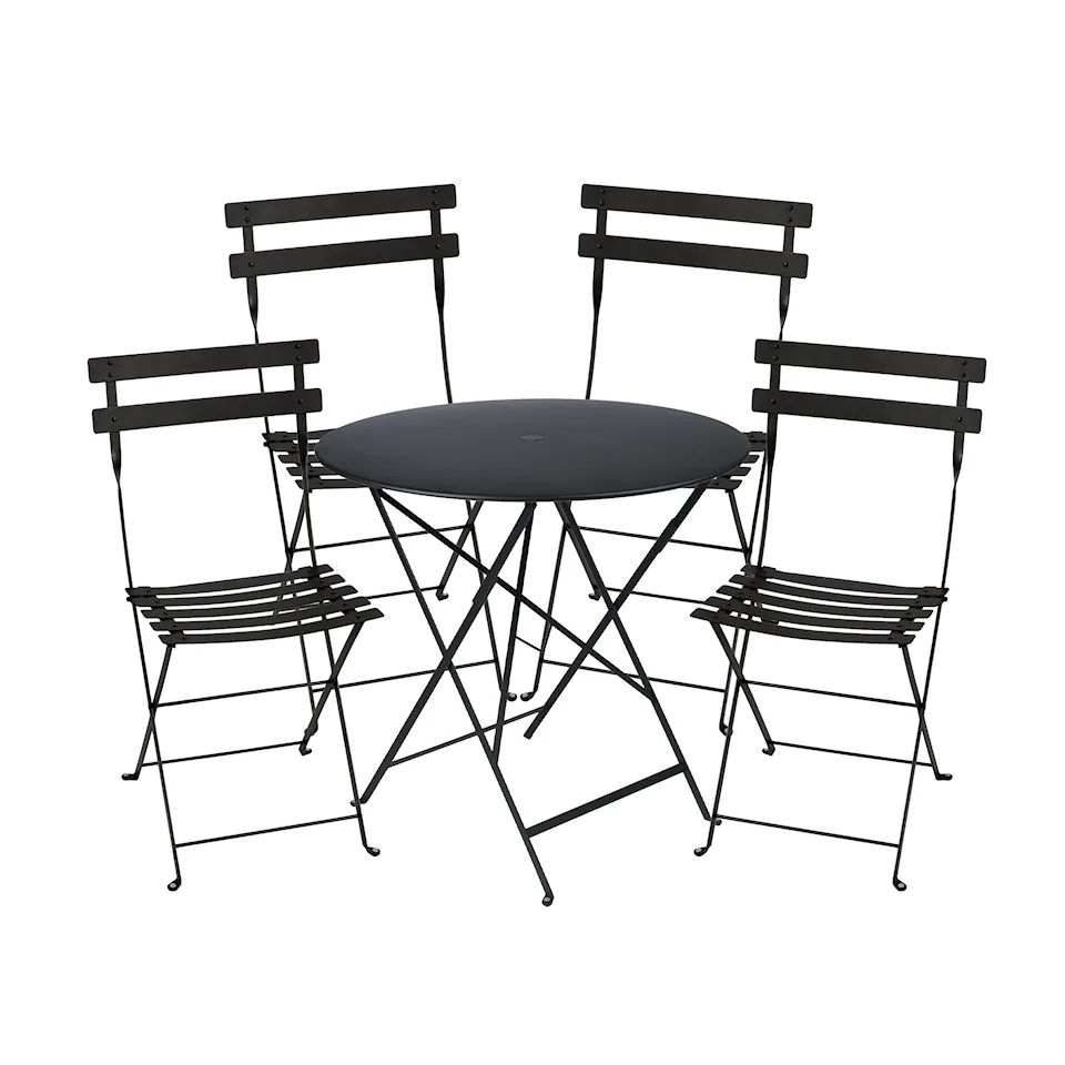 Bistro spisegruppe bord 77cm & 4 metall stoler