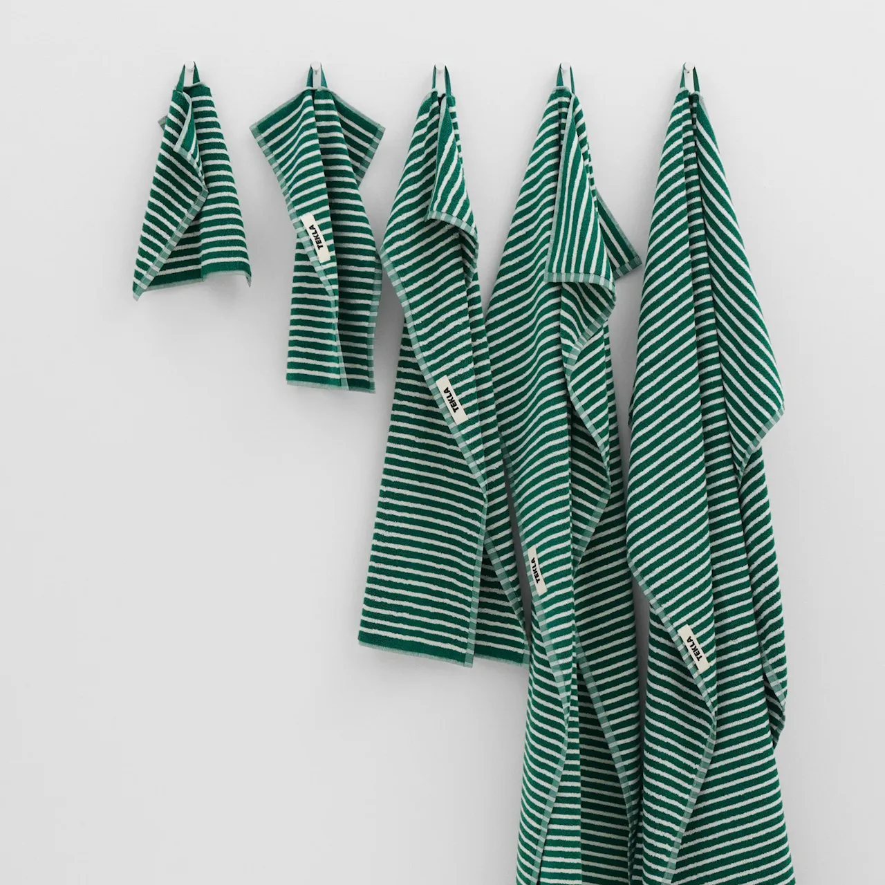 Terry håndkle teal green stripes