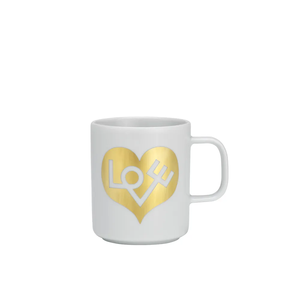 Kaffekopp Love Heart Gold