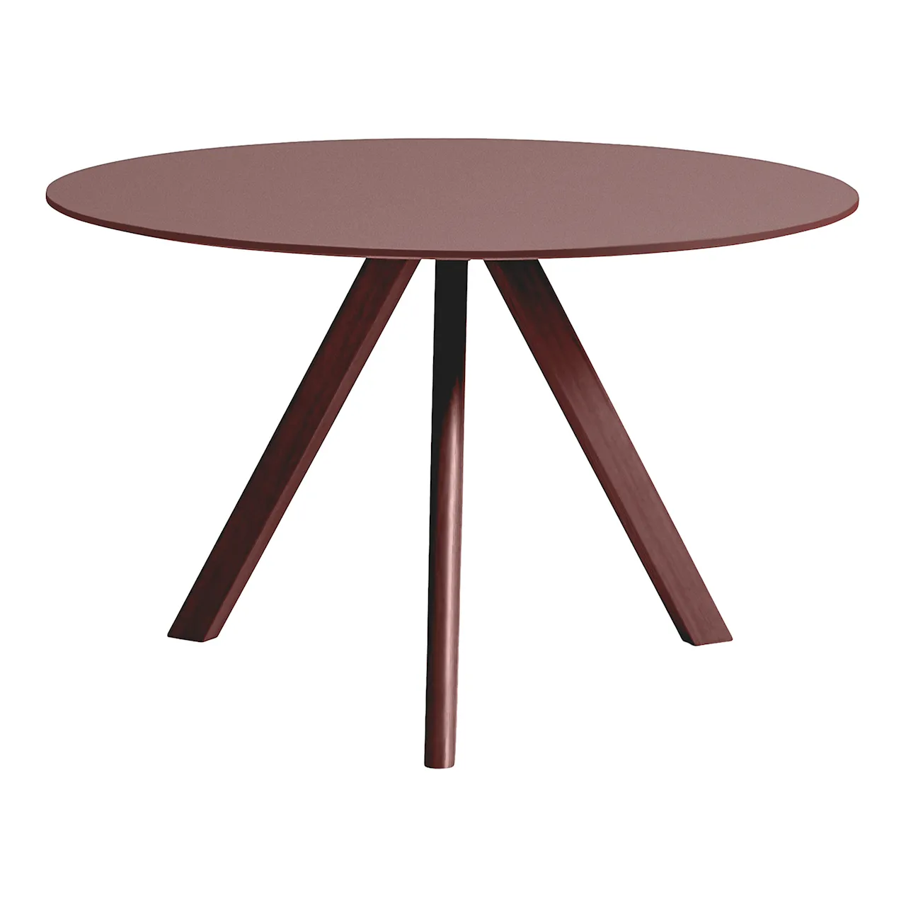 CPH20 2.0 Table Bordeaux Lacquered Oak Frame Ø120 X H74 Burgundy Linoleum Top Bordeaux Lacquered Edge