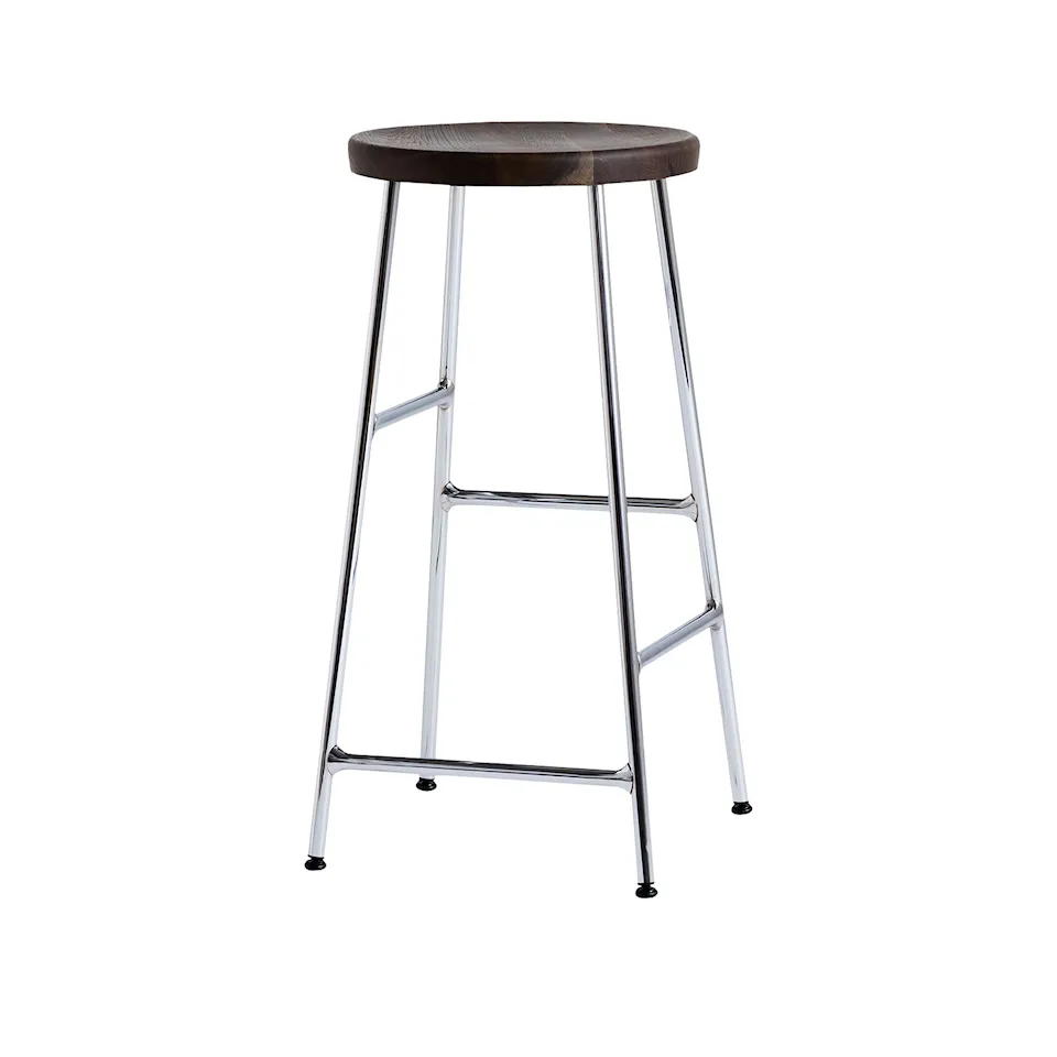 Cornet Bar Stool Low - Smoked Oiled Oak - Chromed Steel