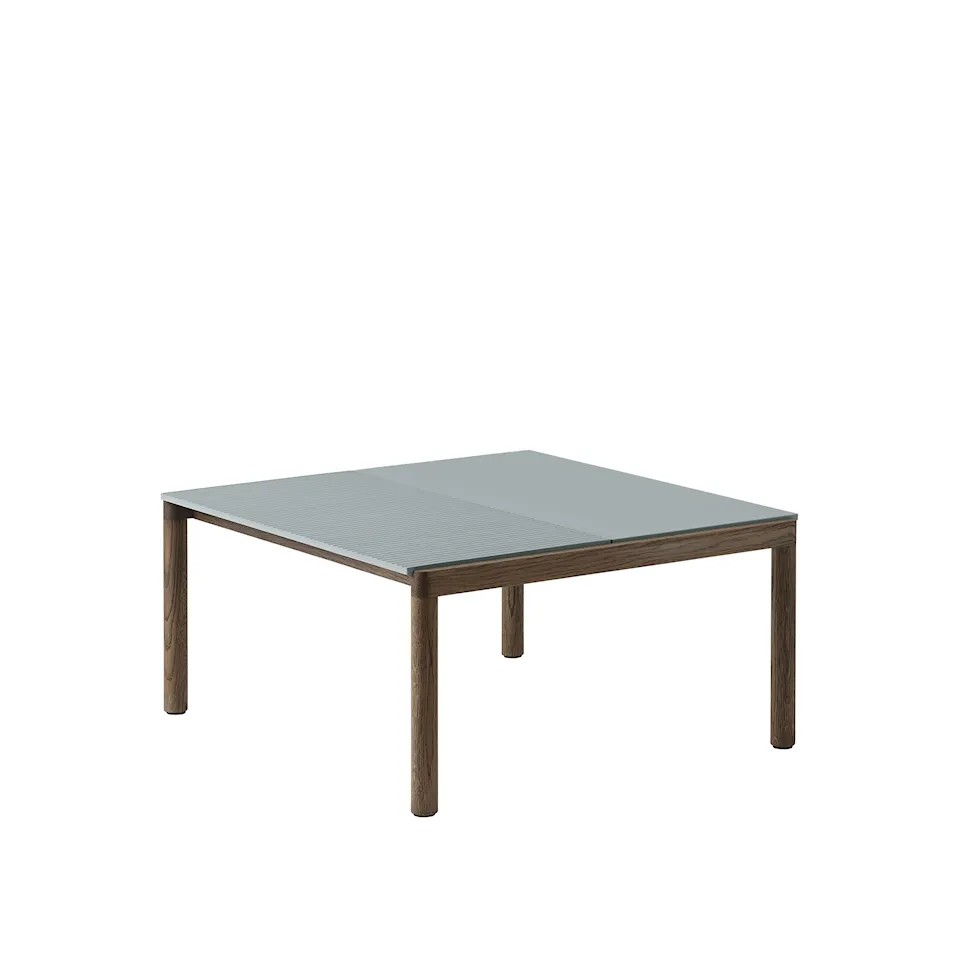 Couple Coffee Table / 80 x 84 x 40 cm - 1 Plain 1 Wavy - Pale Blue/Dark Oiled Oak