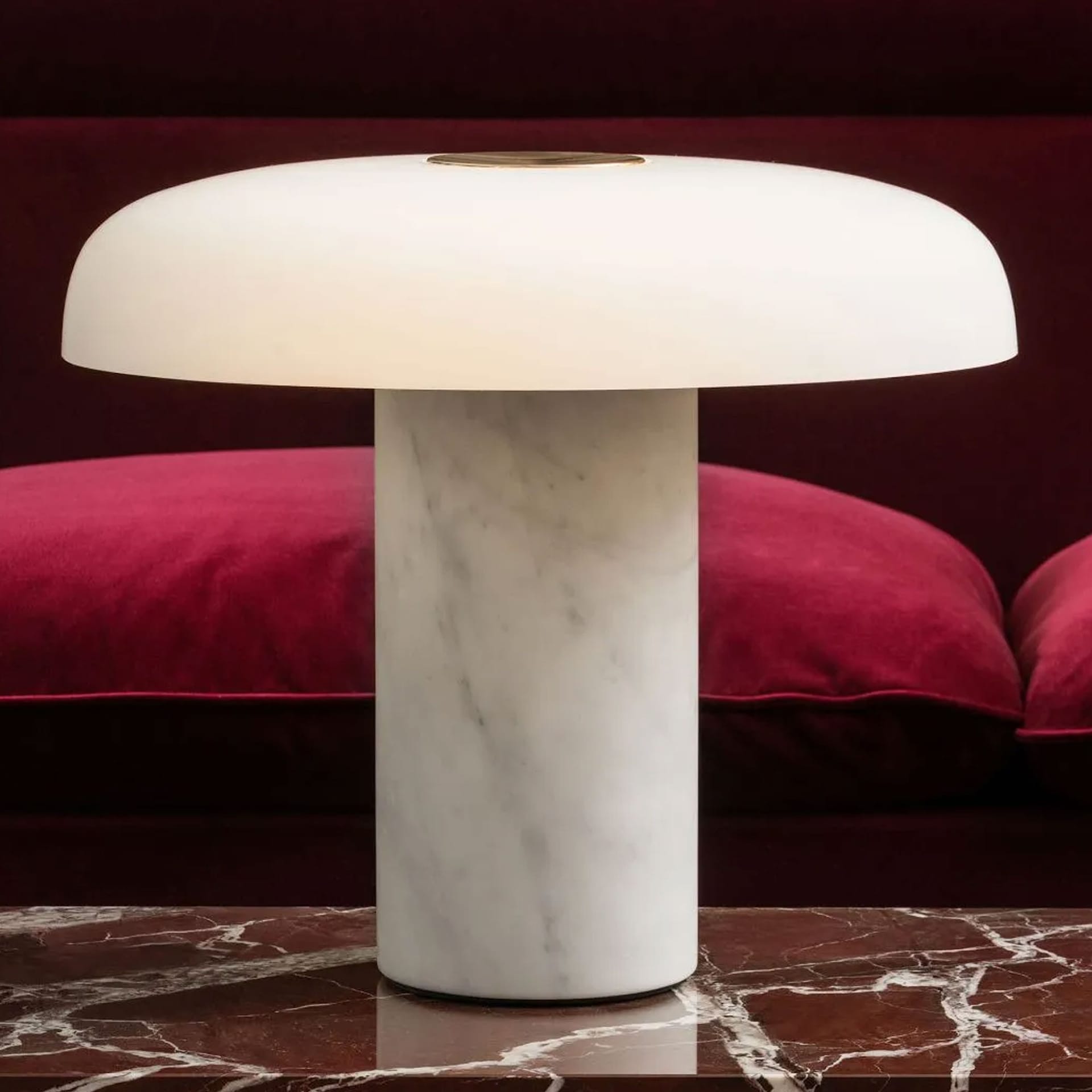 Tropico Table Lamp Ø 36, White Marble - FontanaArte - NO GA