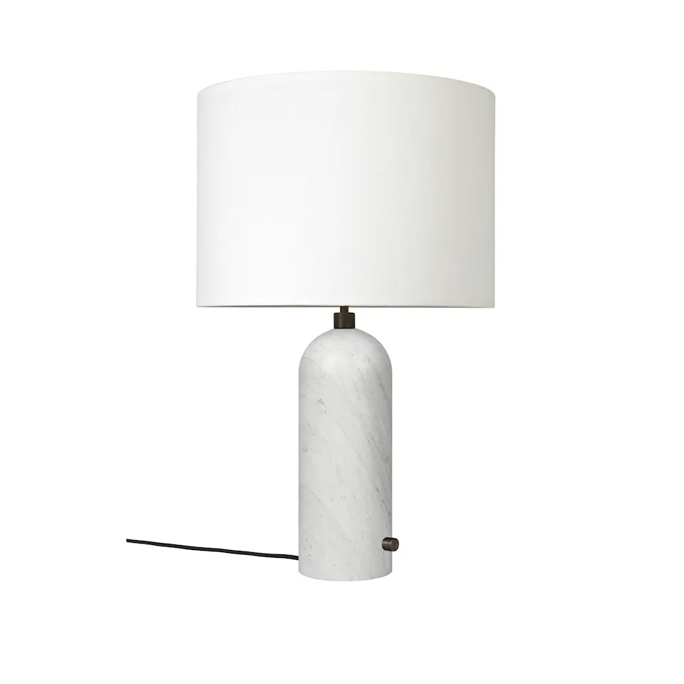 Gravity bordlampe stor hvit marmor