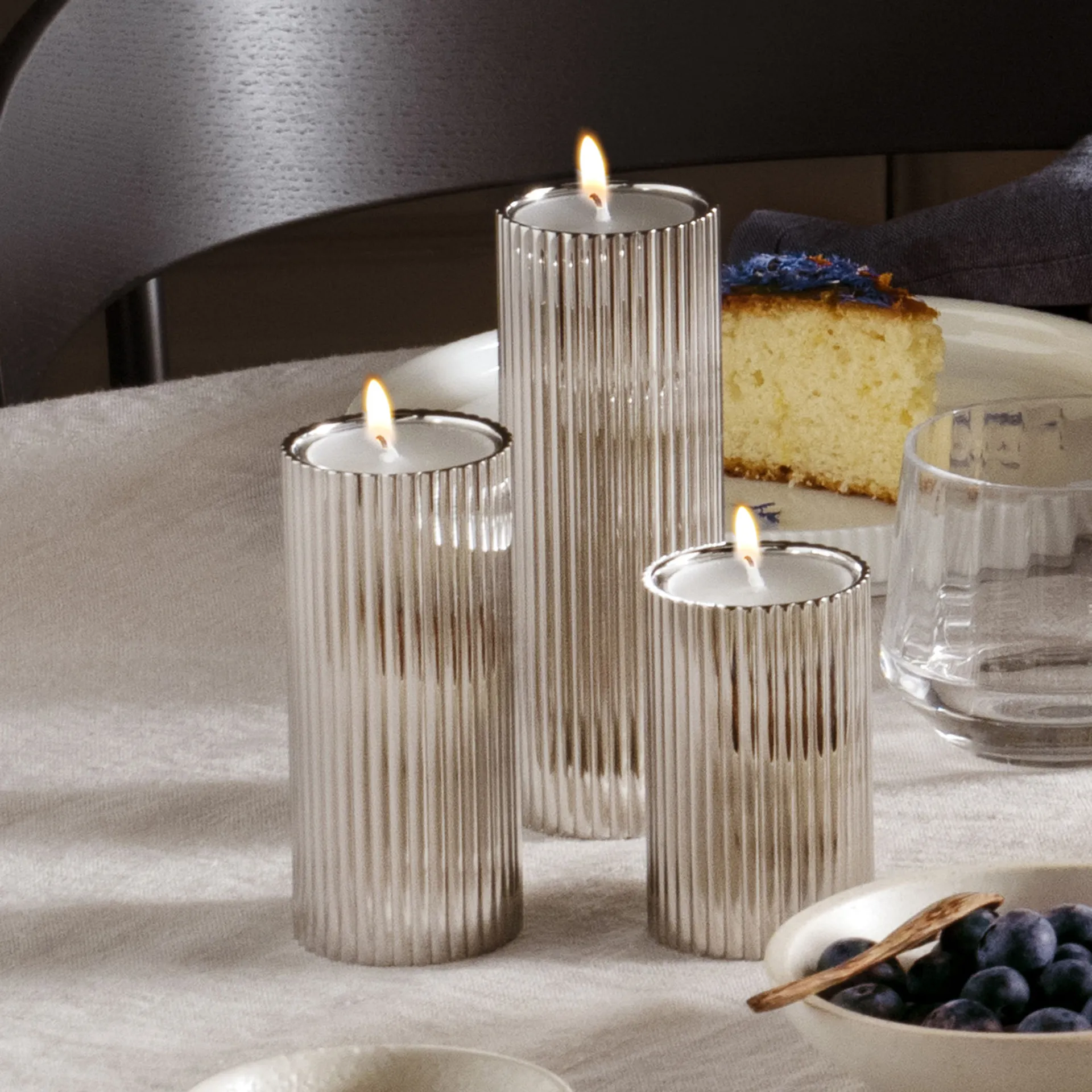 Bernadotte Tealight & Candleholder 3Pcs - Georg Jensen - Sigvard Bernadotte - NO GA