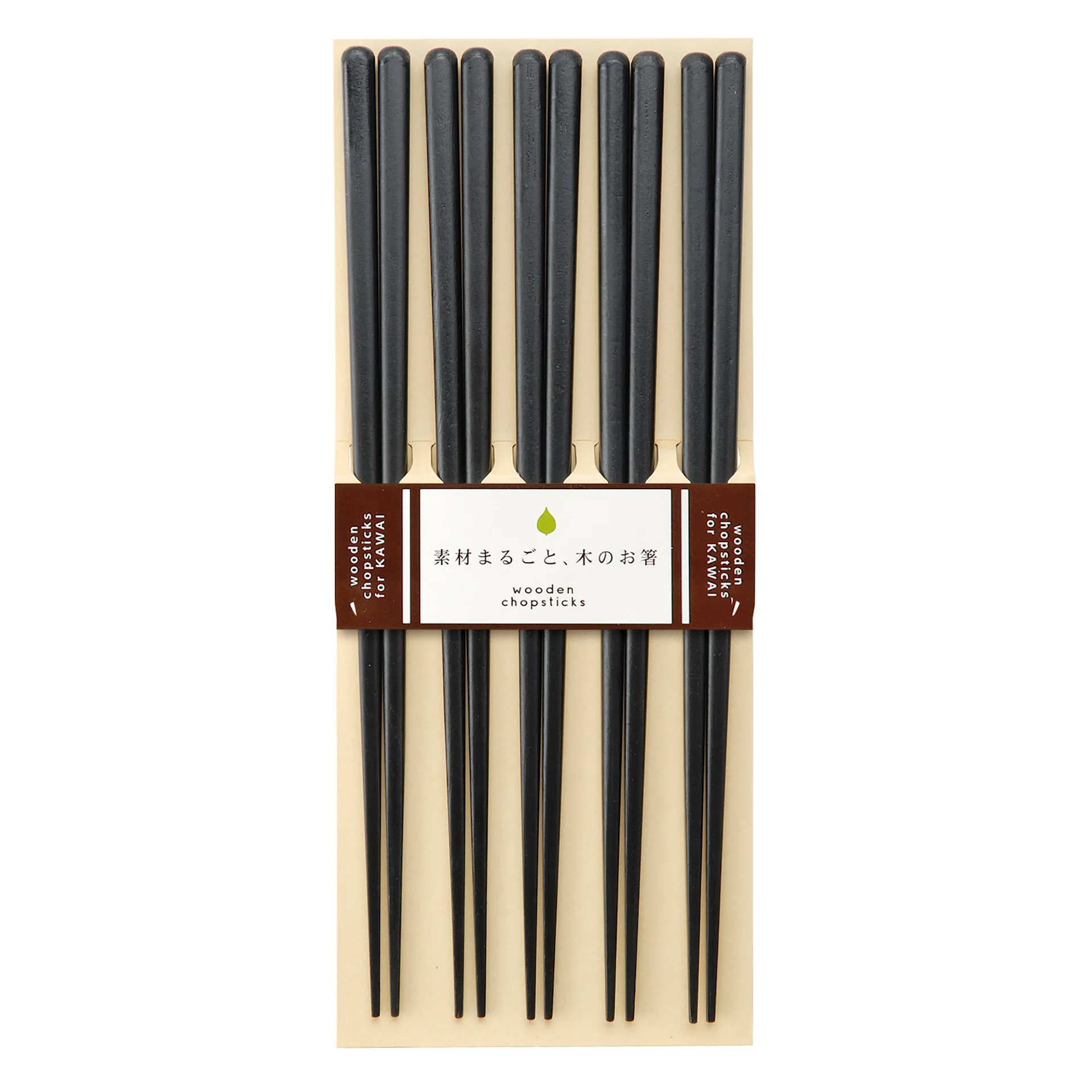 Kawai Plain Wood Chopsticks Black - Set of 5 - Kawai - NO GA