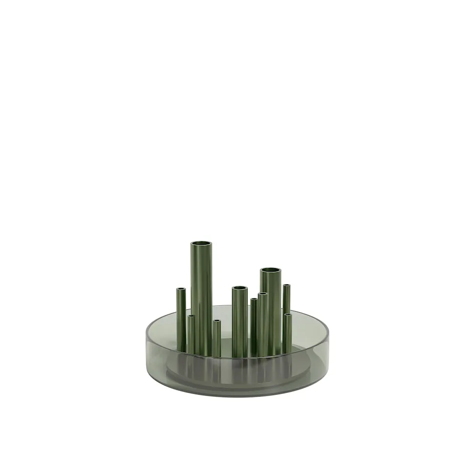 Ikeru Vase Aluminium/Forest Green Low