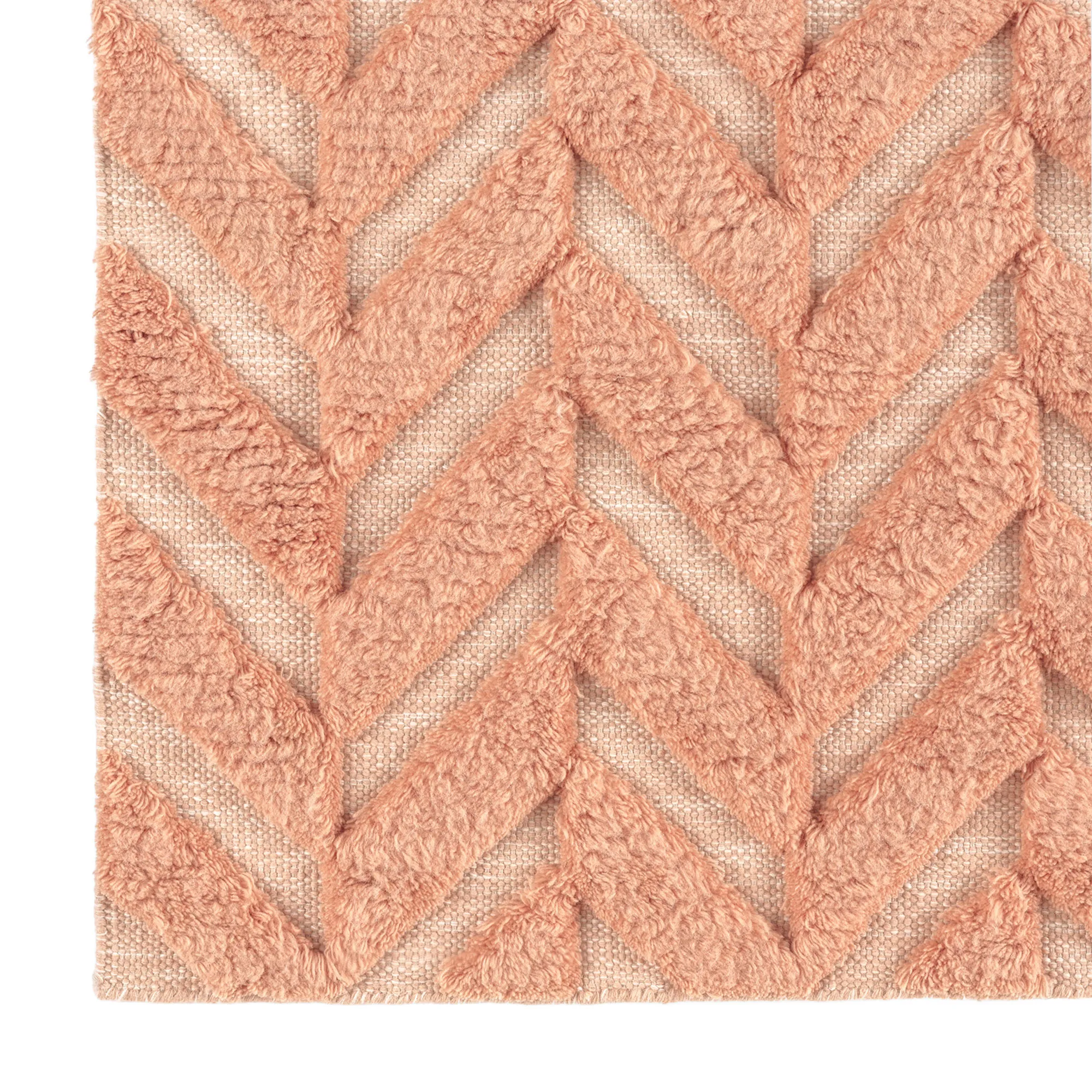 Herringbone Salmon Pink ullteppe - 3