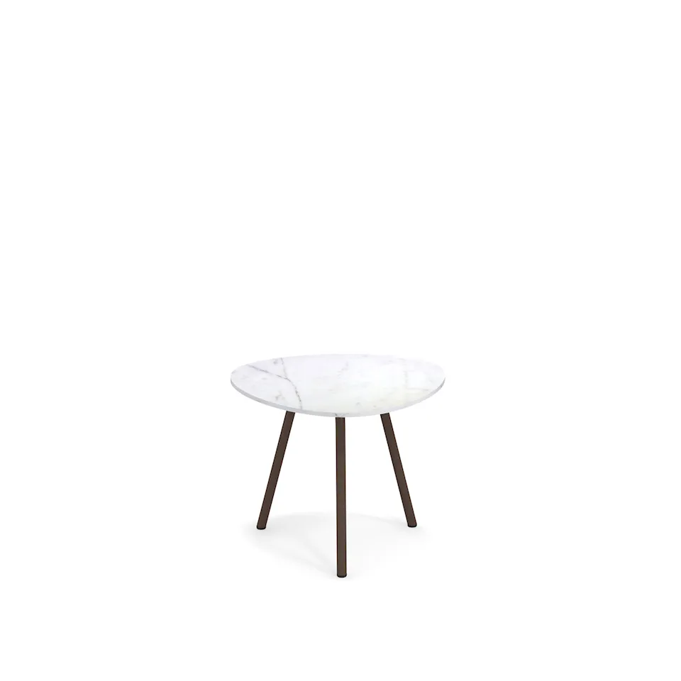 Terramare Small Coffee Table, Frame: Indian Brown, Top: Porcelain Stoneware, Statuario White