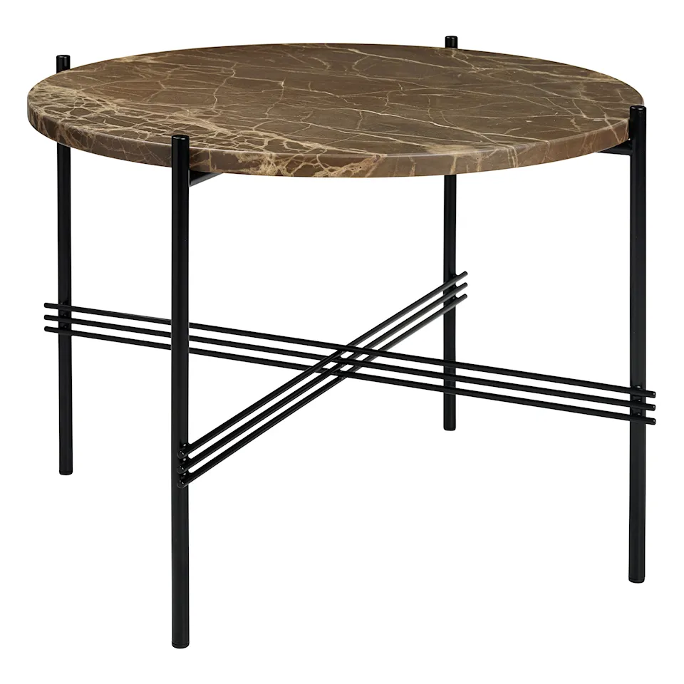 TS Soffbord Ø 55 H. 41, Top: Marrone Emperador Marble, Base: Black