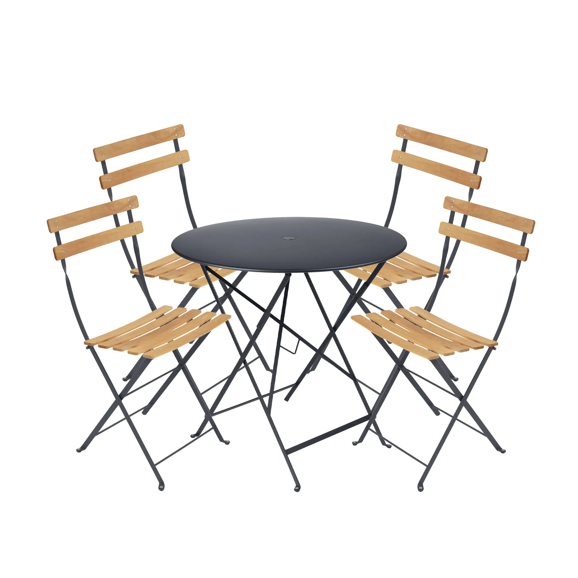 Bistro spisegruppe bord 77cm & 4 tre stoler - 1