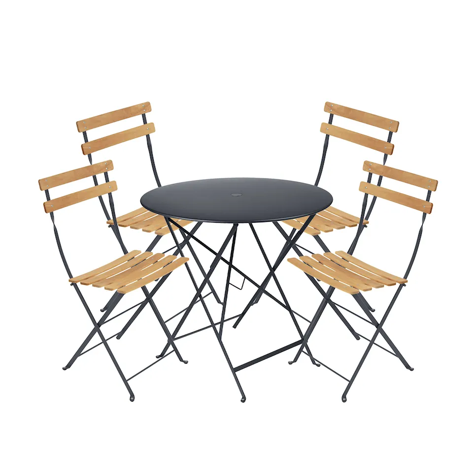 Bistro spisegruppe bord 77cm & 4 tre stoler