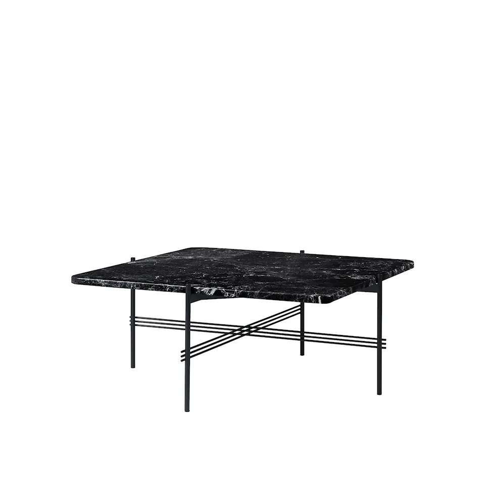 TS Coffee Table Square 80 x 80 cm, Black Base, Black Marquina Marble