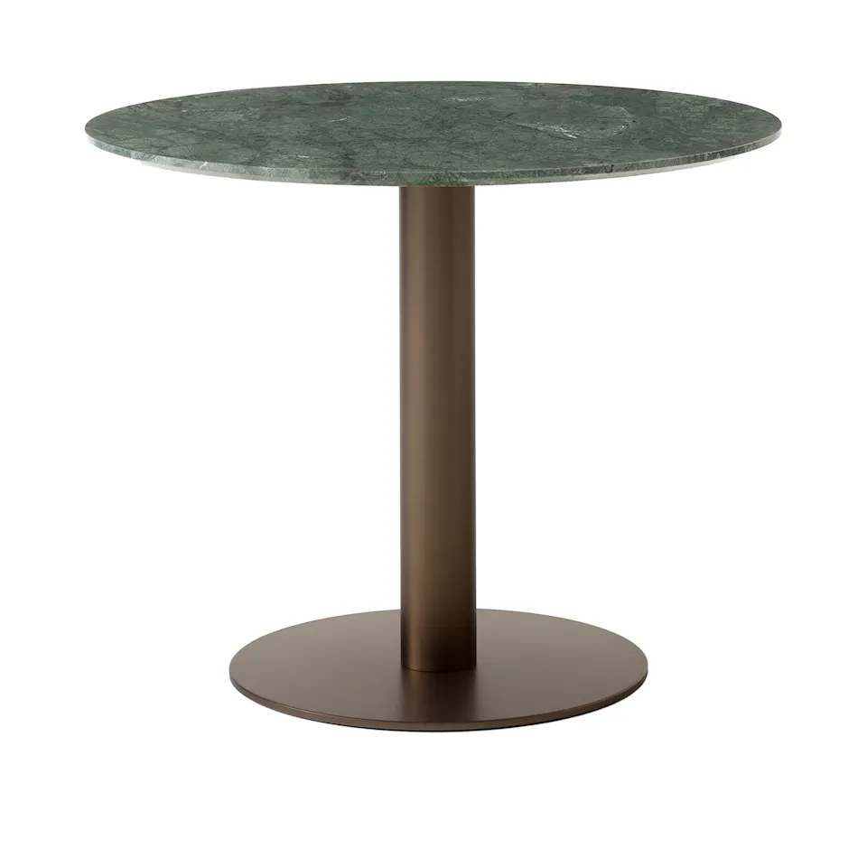 In Between Dining Table SK11 Ø90 H73 cm Bronzed center base Marble Verde Guatemala