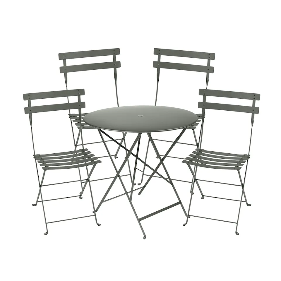 Bistro spisegruppe bord 77cm & 4 metall stoler