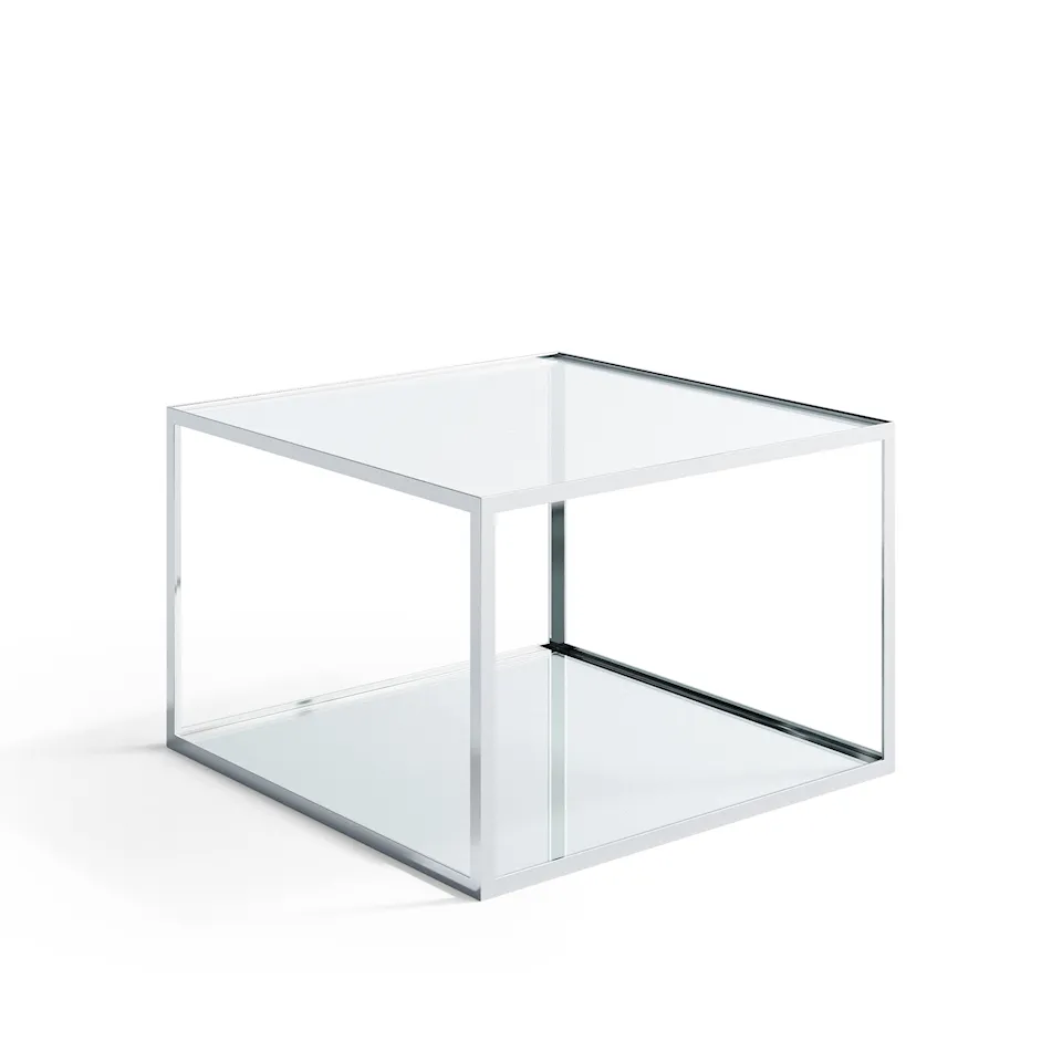 Alberto Glass table 60 x 60 cm, Chrome