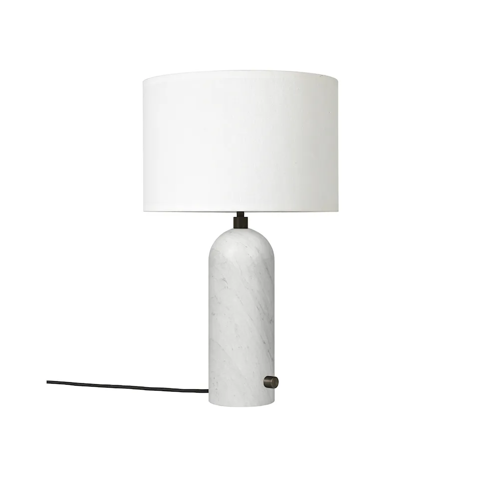 Gravity bordlampe liten hvit marmor