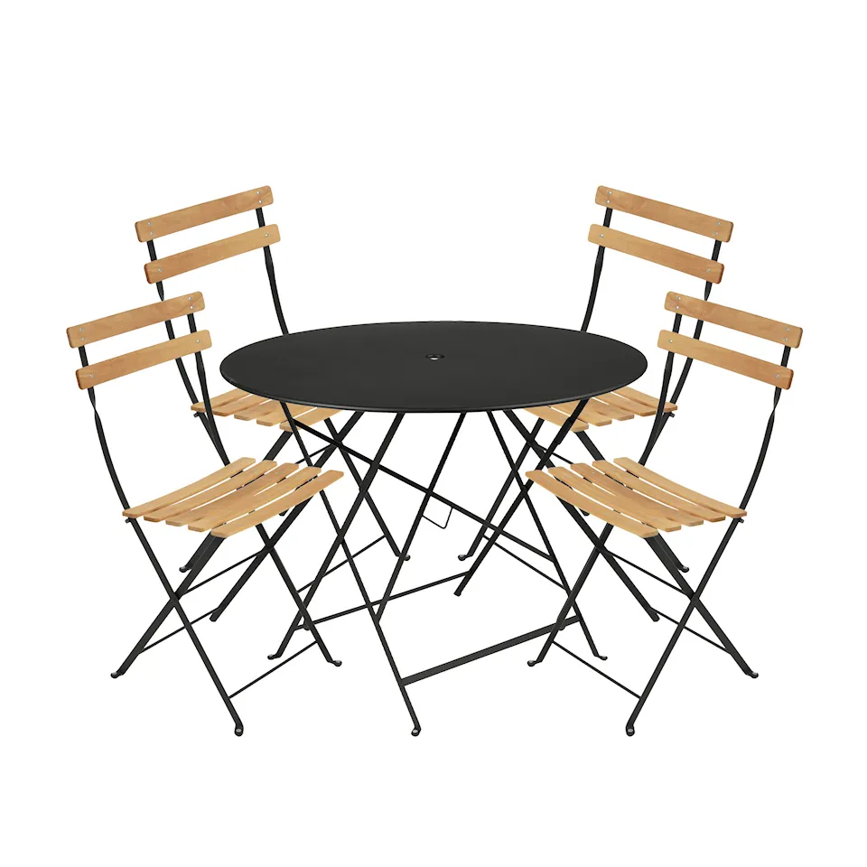 Bistro spisegruppe Ø96cm & 4 tre stoler
