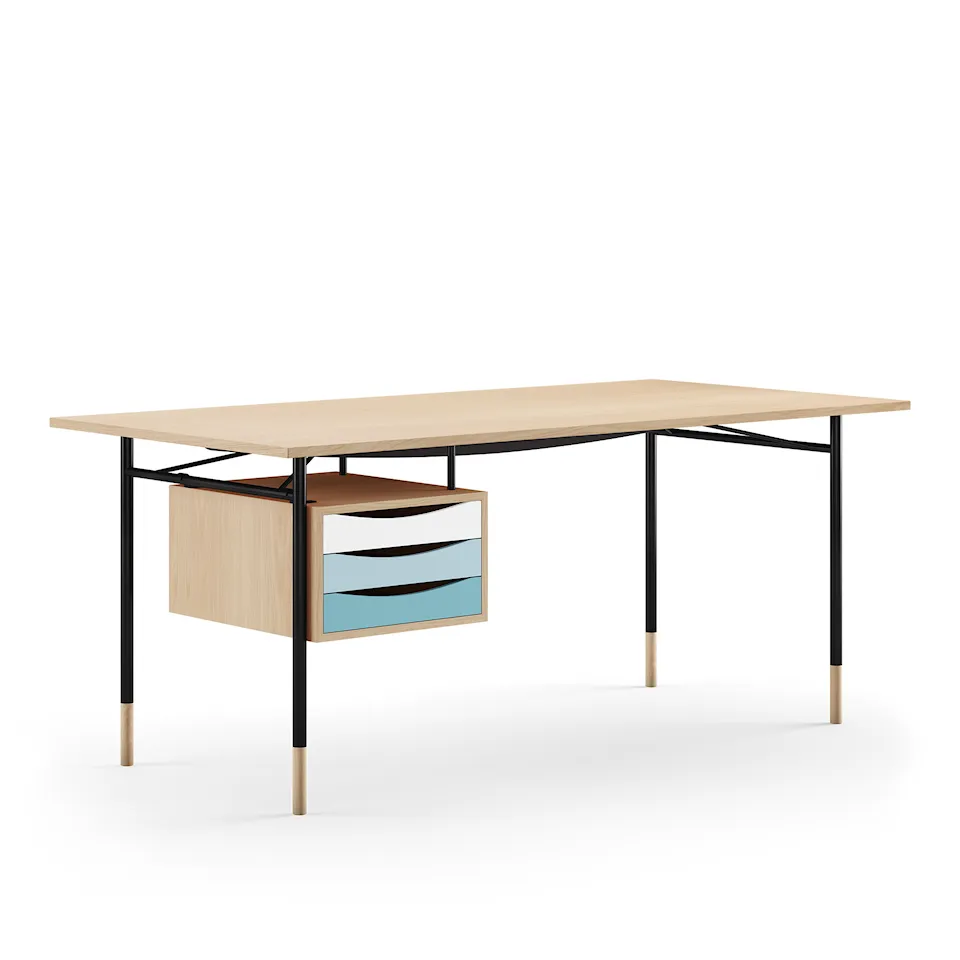 Nyhavn skrivebord 190 cm Cold med skuffer