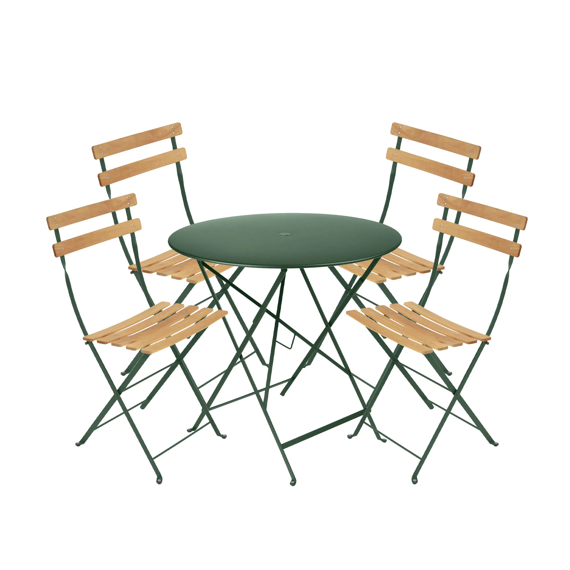 Bistro spisegruppe bord 77cm & 4 tre stoler - 1
