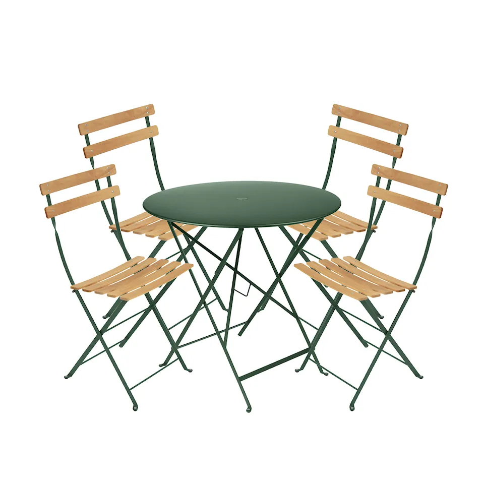 Bistro spisegruppe bord 77cm & 4 tre stoler