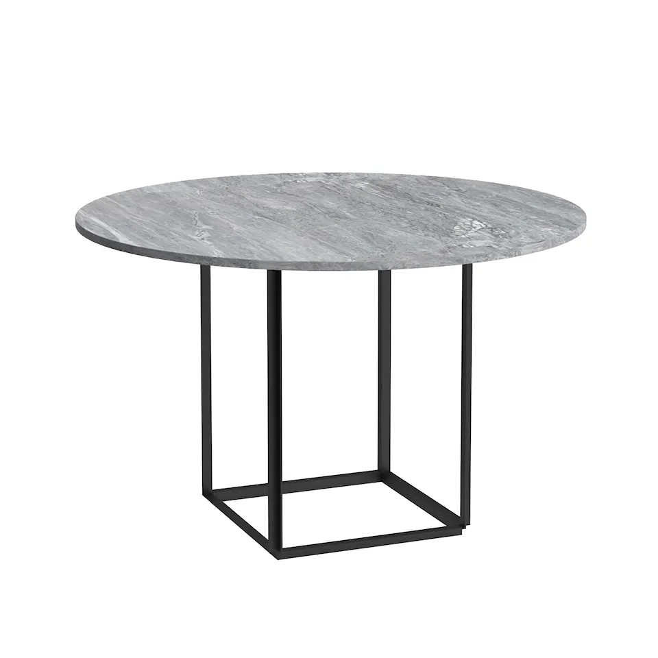 Florence Dining Table - Ø120, Skiva: Marmor - Grå Ruivina, Underrede: Svart