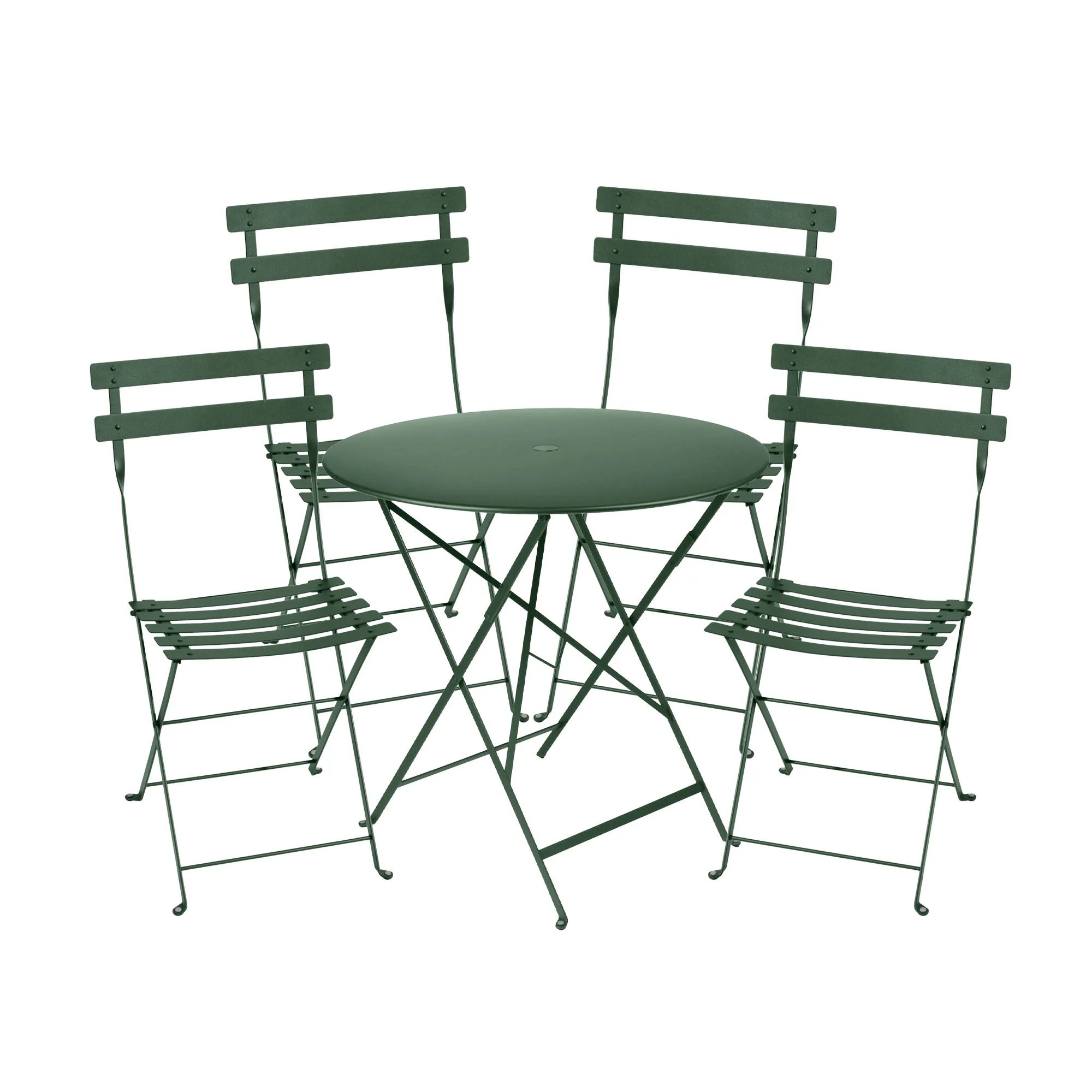 Bistro spisegruppe bord 77cm & 4 metall stoler - 1