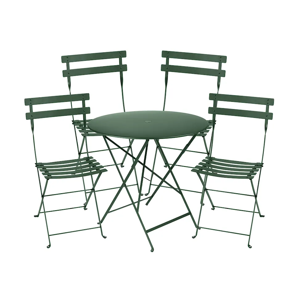 Bistro spisegruppe bord 77cm & 4 metall stoler