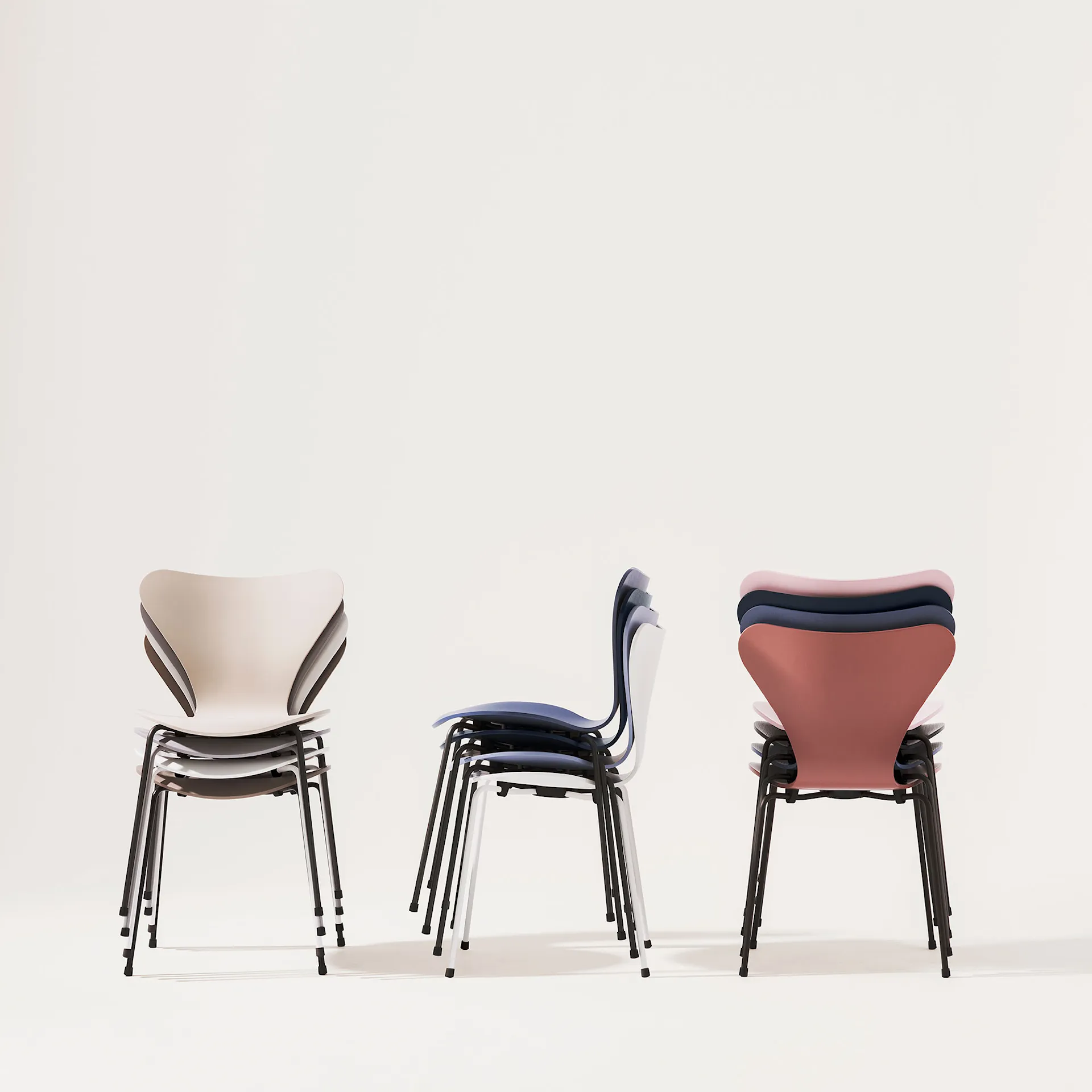 Series 7 stol 3107 bøkfiner stålunderstell varm grafitt - Fritz Hansen - Arne Jacobsen - NO GA