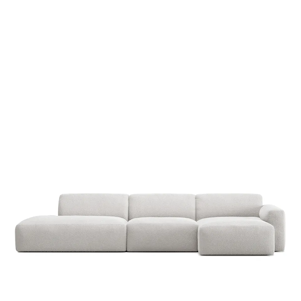 Brick 3-Seater Chaise Lounge Open End Left - Ascot White