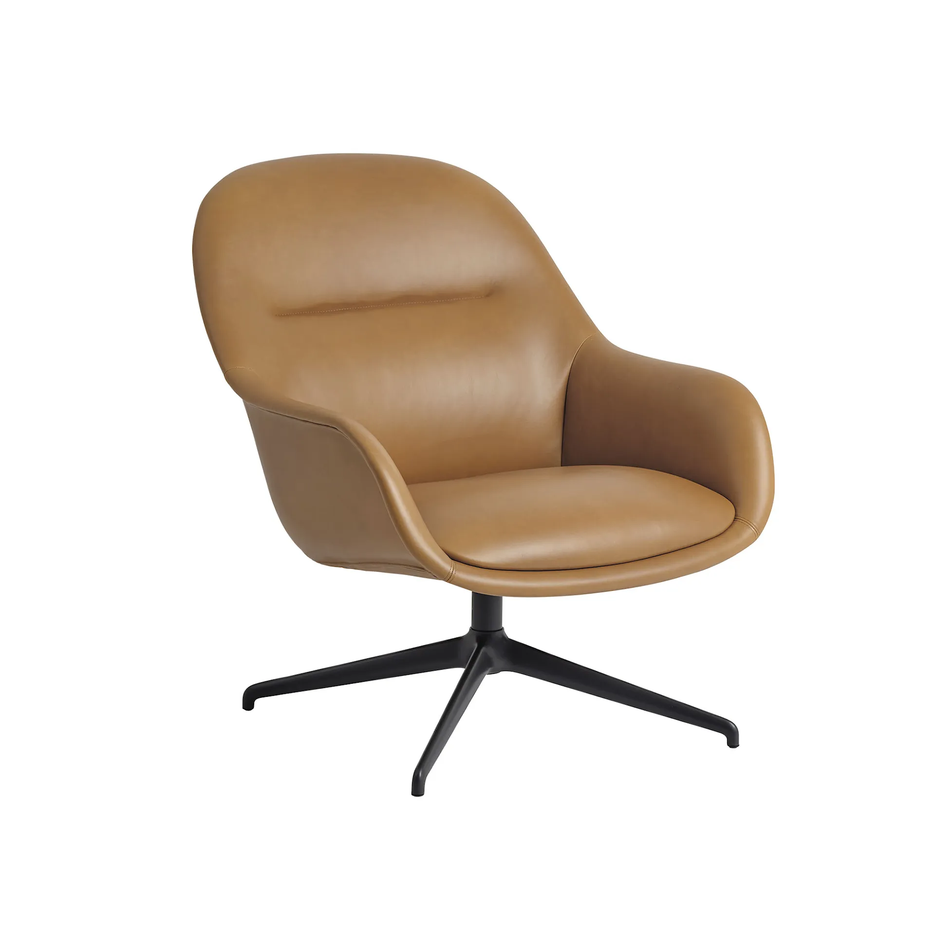 Fiber loungestol med roterende understell refine leather cognac/antrasitt svart - Muuto - Iskos-Berlin - NO GA