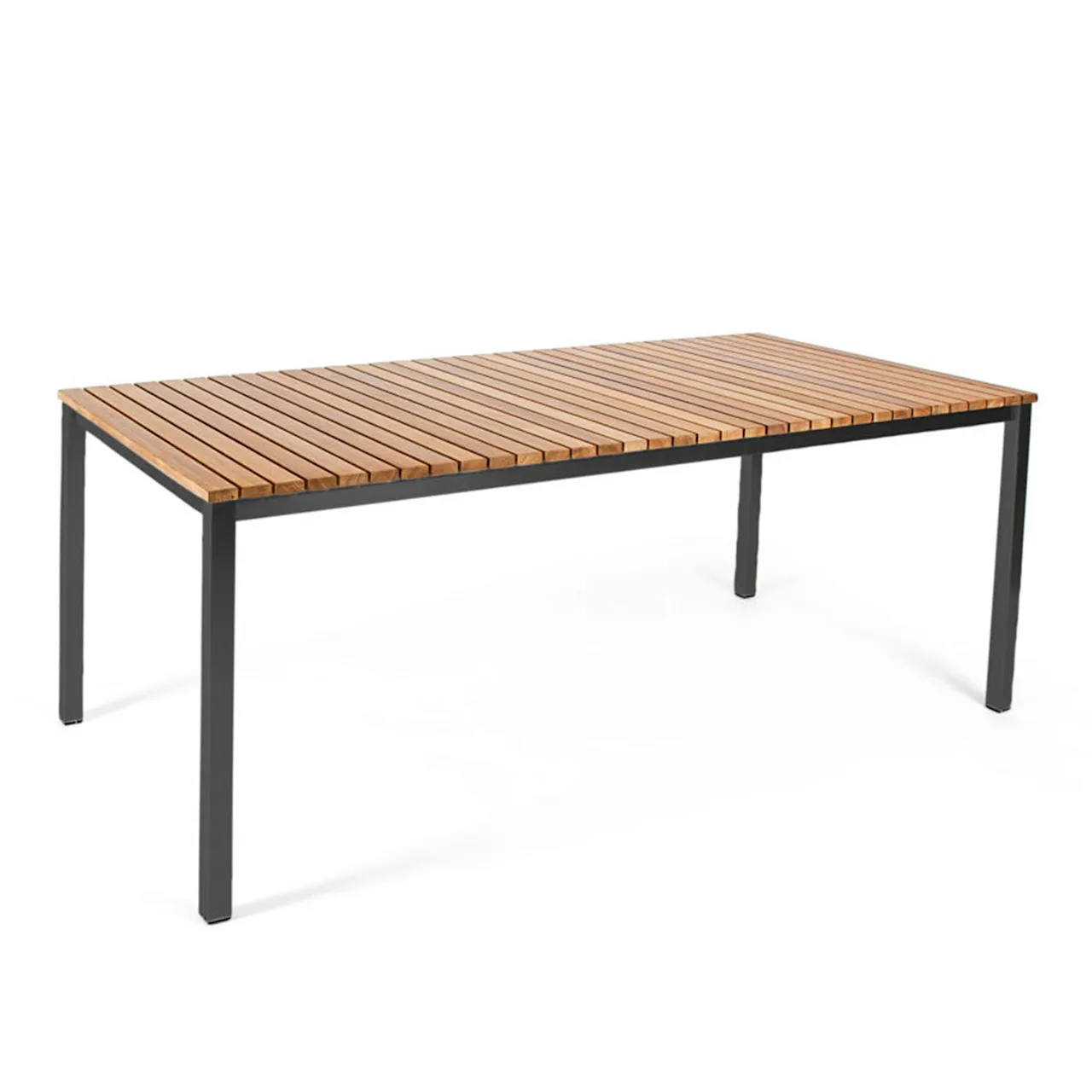 Häringe Table Medium, Black Stainless Steel, Teak Slats