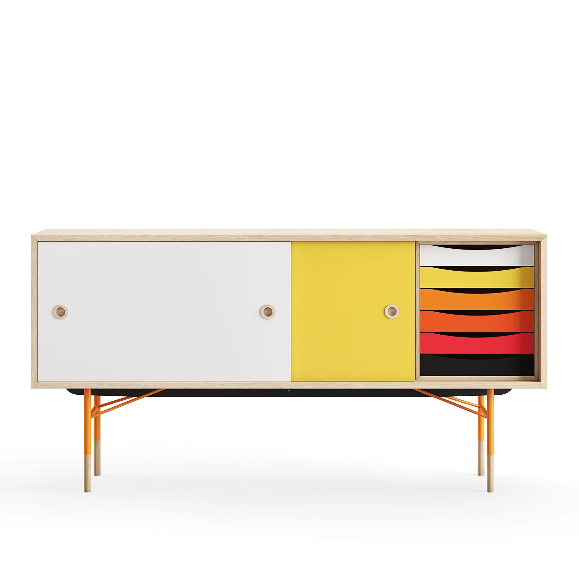 Sideboard Warm med lådor Oak White/Yellow - 1