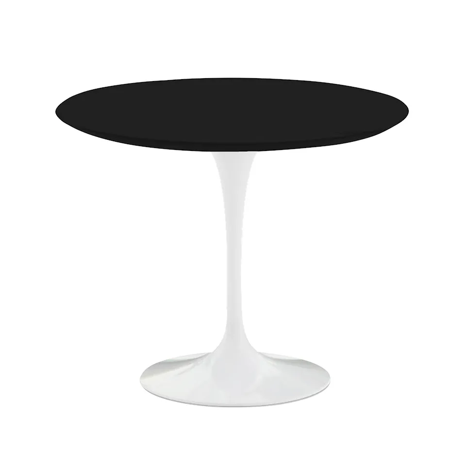 Saarinen Round Table - Dining table, Ø 91 cm, White frame, Black laminate top