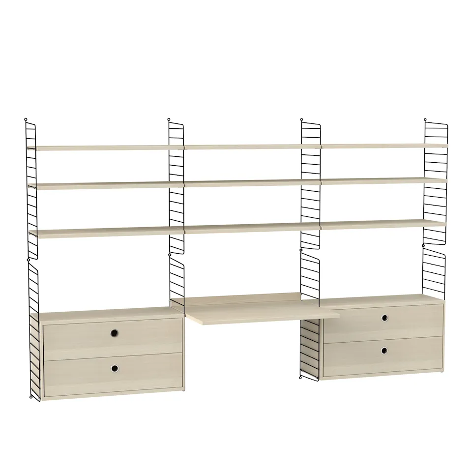 Kontor hyllesystem F ask/svart