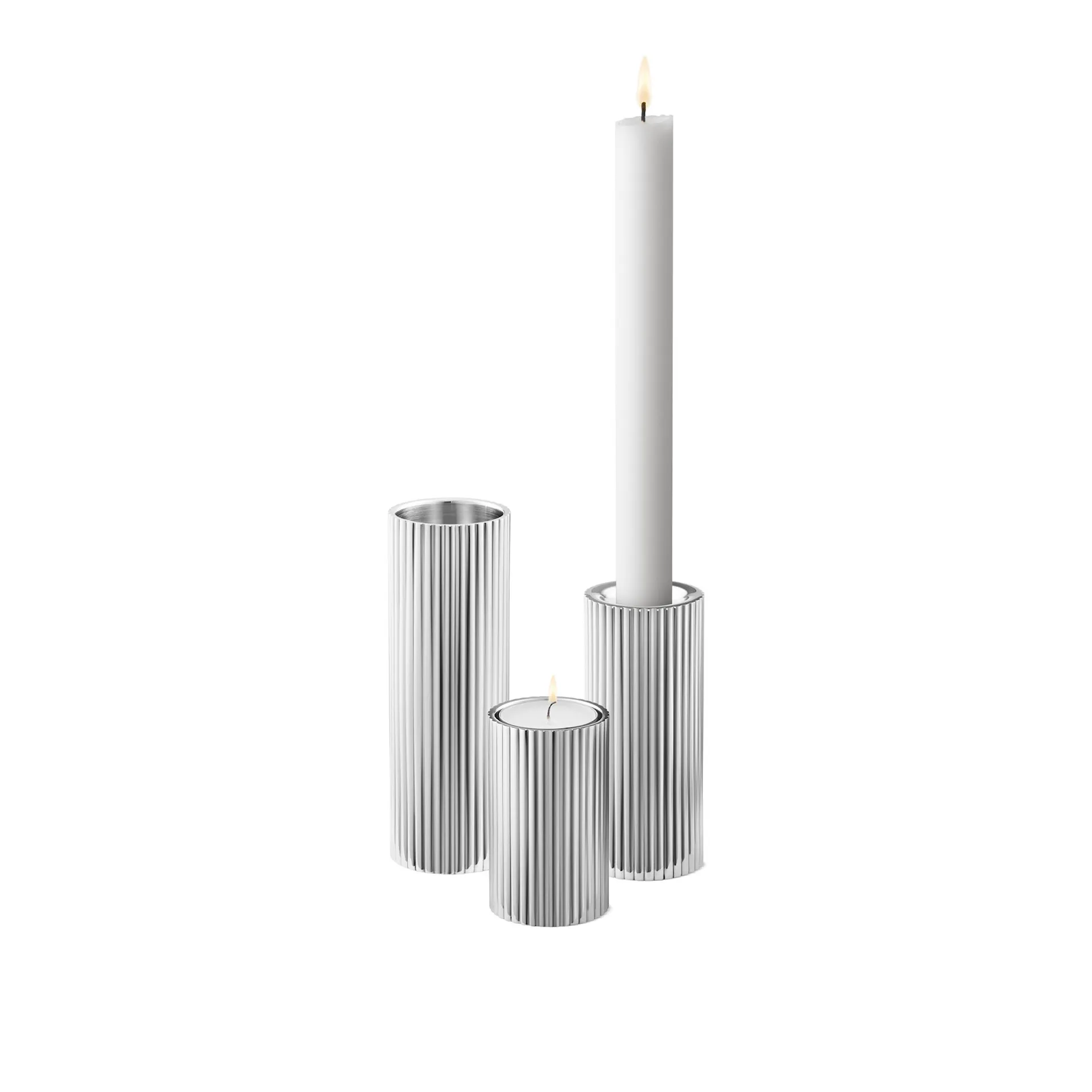 Bernadotte Tealight & Candleholder 3Pcs - Georg Jensen - Sigvard Bernadotte - NO GA