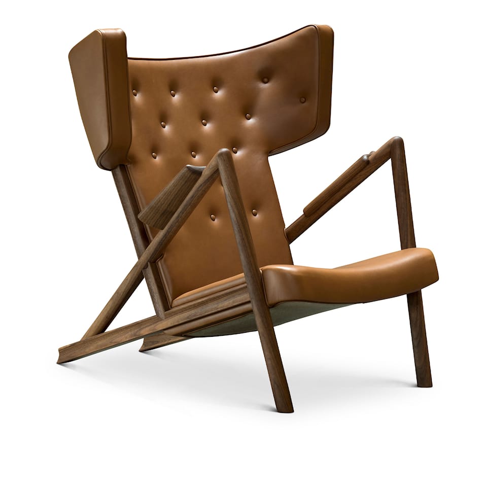 Grasshopper Chair, Walnut, Leather Group 2, Nevada NV2488S Cognac
