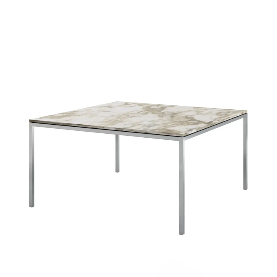 Florence Knoll High Table, Kvadratisk, 140 x 140 cm, skiva i Vit Arabescato marmor