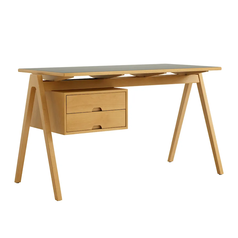 Daystak Desk RD3 W61 H71 cm Honey stained beech frame Nano laminate Verde Comodoro 0750