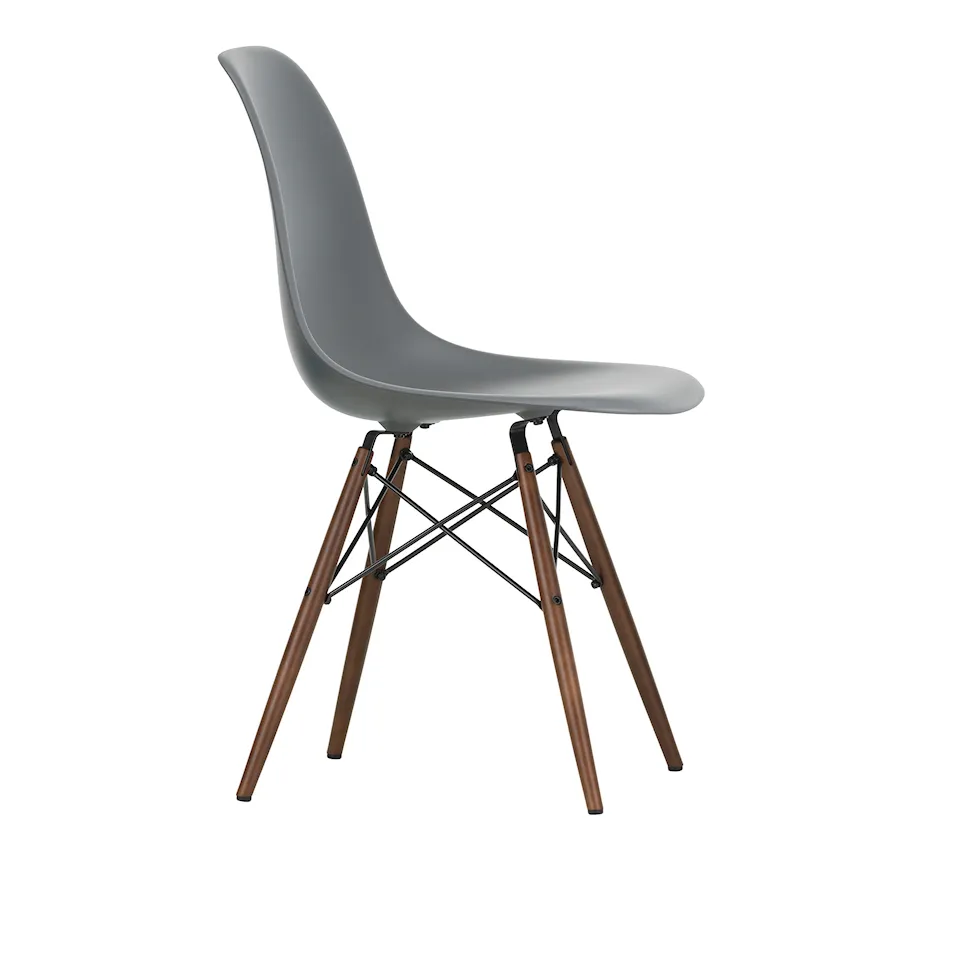 Eames Plastic Chair DSW - 56 Granite Grey - Dark Maple