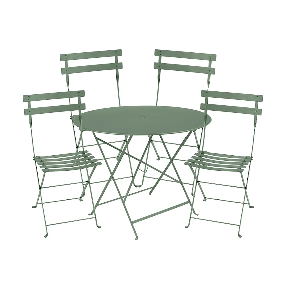 Bistro spisegruppe Ø 96 cm og 4 metallstoler