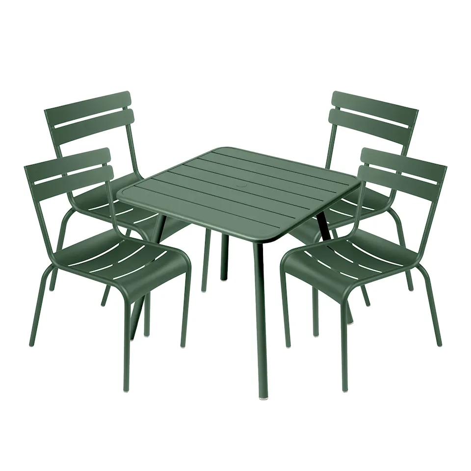 Luxembourg spisegruppe firbent bord & 4 stoler
