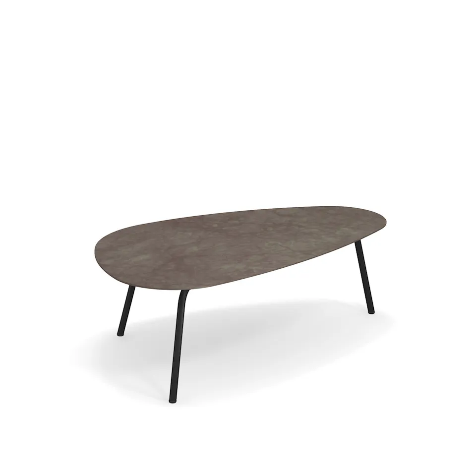 Terramare Large Coffee Table, Frame: Black, Top: Porcelain Stoneware, Emperador