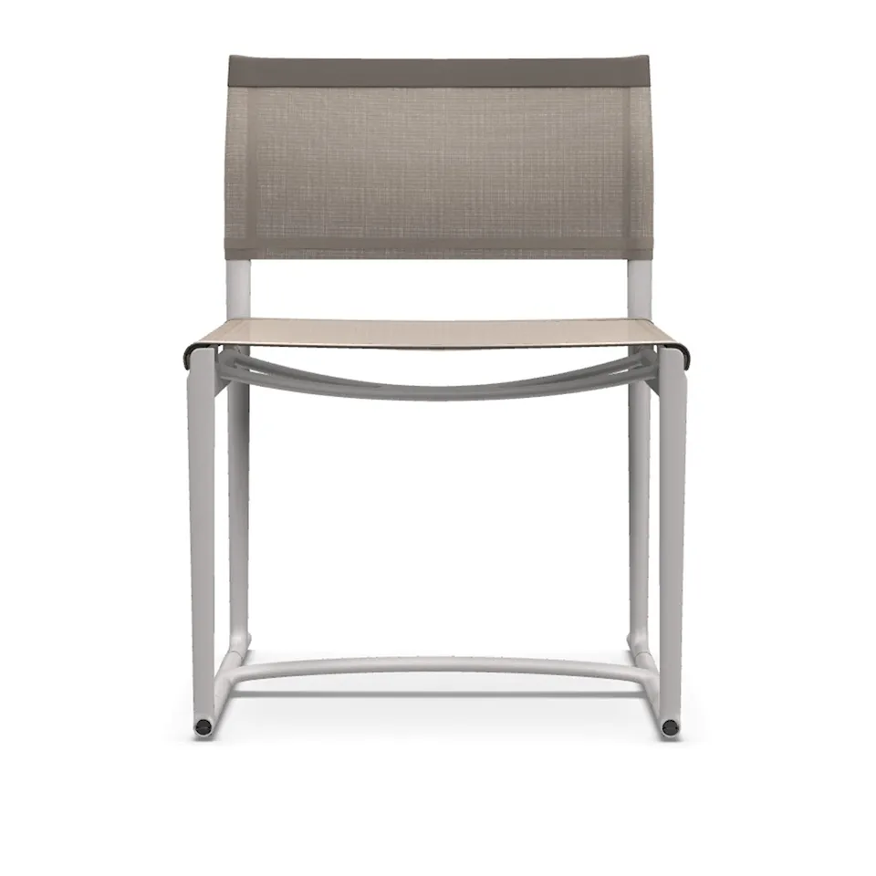 Mirto Outdoor Chair MI58S, White Painted, Tortora Edge, Natural White Stige Fabric