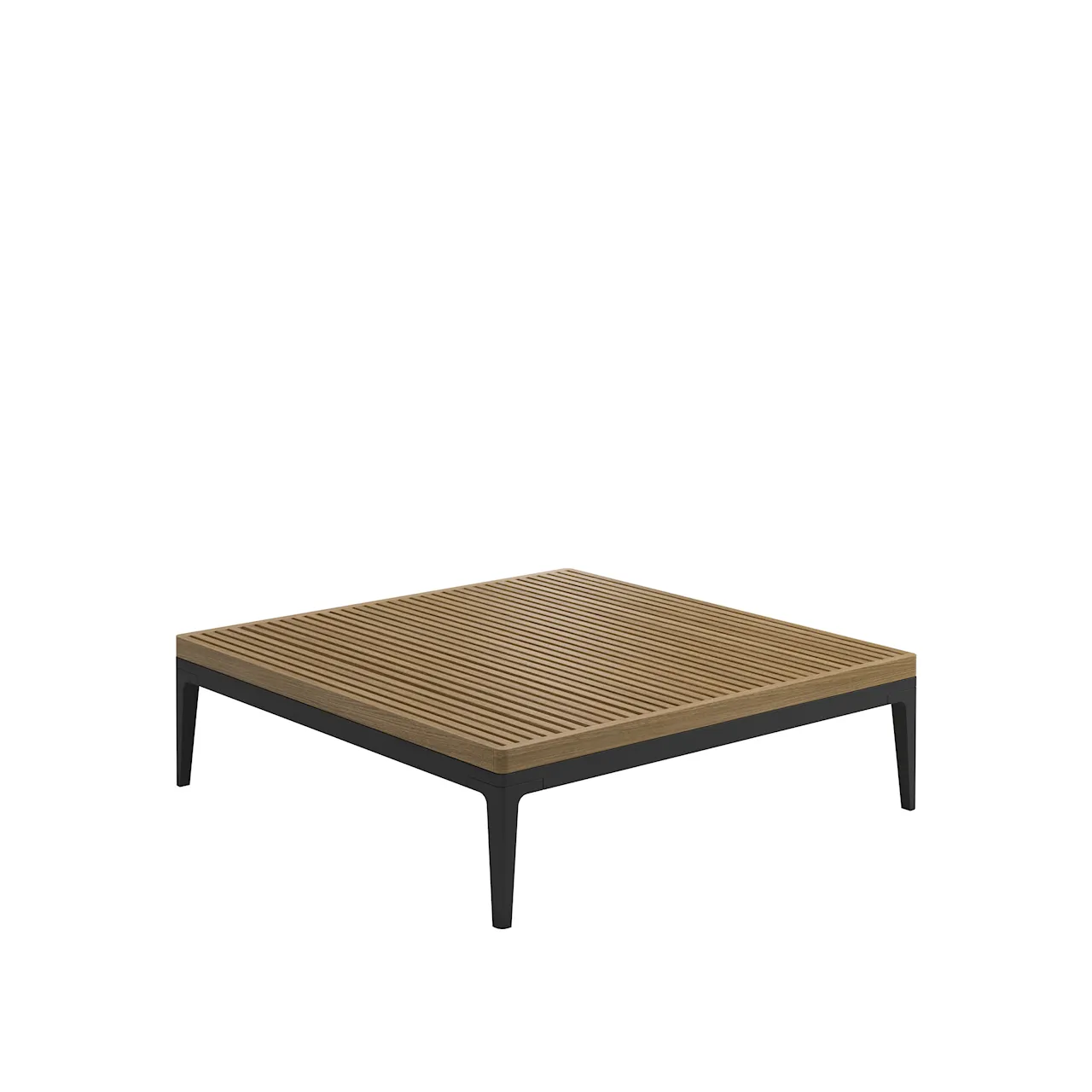 Grid Square Coffee Table, Frame Meteor, Teak Top