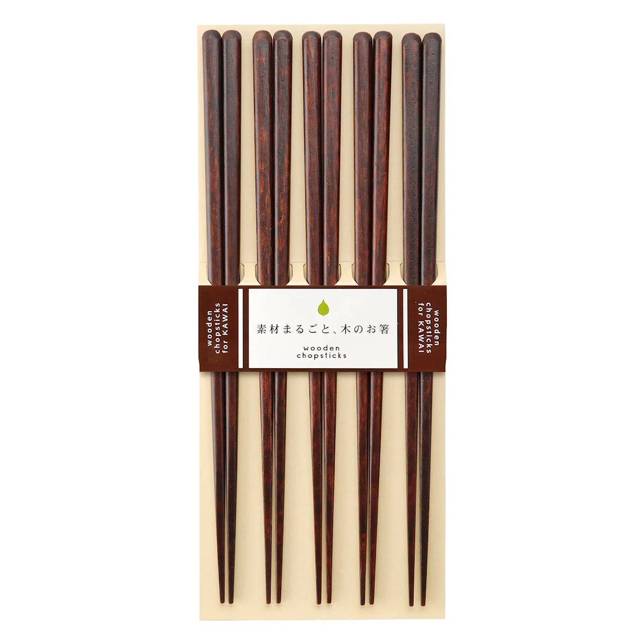 Kawai Plain Wood Chopsticks Brown - Set of 5